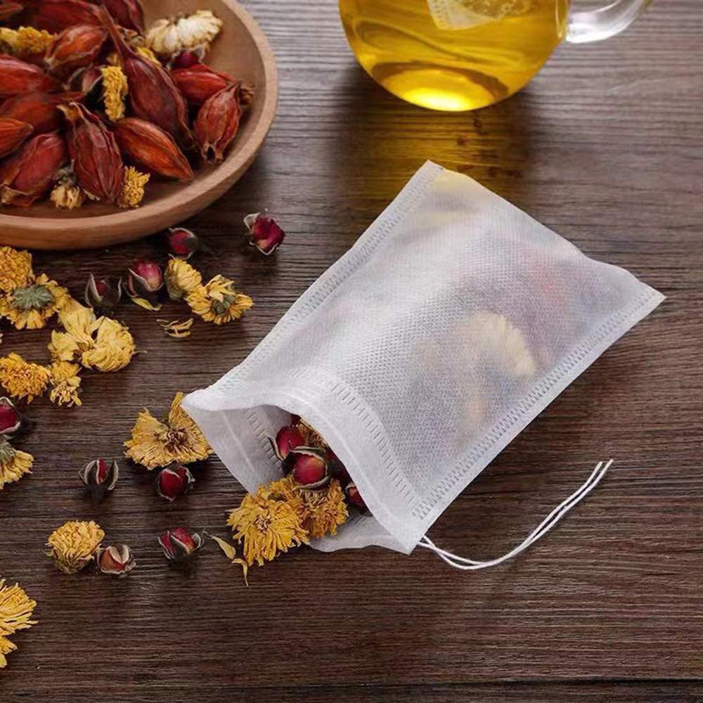 Wesdxc56 400 pcs Tea Filter Bags,Disposable Empty Cotton Drawstring Seal Filter Loose Leaf Tea Bags （3.54 x 2.75 inch）